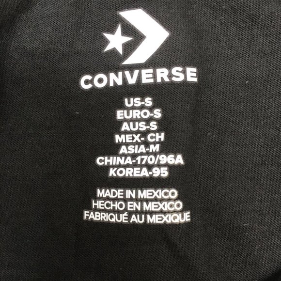Converse Mens Graphic T-Shirt Black White Spell Out Standard Fit Cotton S New - Picture 3 of 6